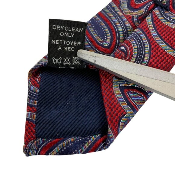 Ermenegildo Zegna Red Paisley Silk Mens Neck Tie Made In Italy Career Church - Picture 5 of 5